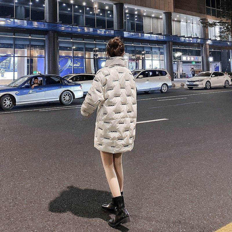 White Embroidery Women's Down Cotton Jacket Winter Mid-length Fashion Net Red Small Thin Winter Jacket