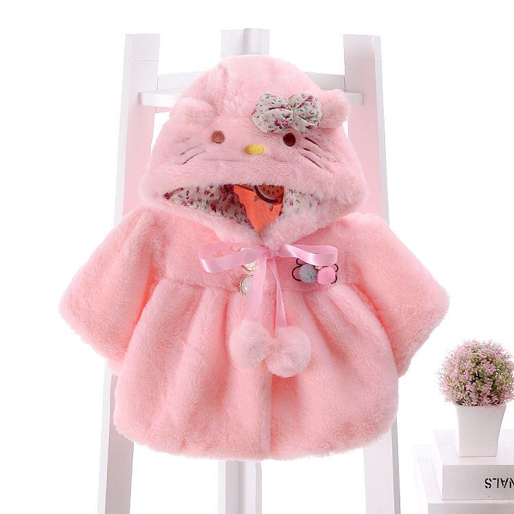 Baby Cloak Cloak Coat Baby Plus Velvet Thickening Style Outing Clothing Autumn and Winter Little Girl Fashion Top