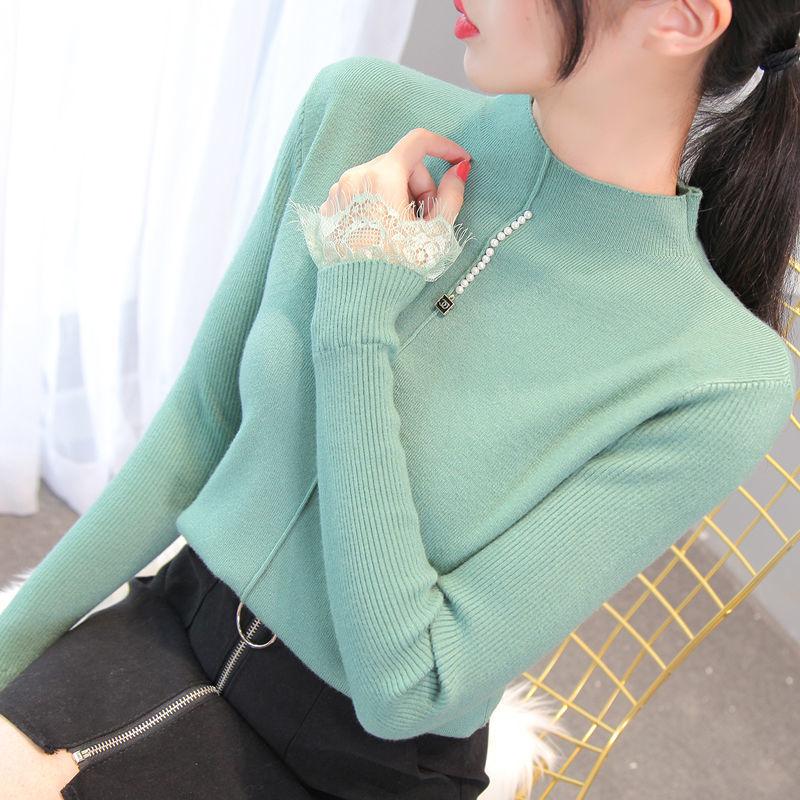 Autumn and Winter  Turtleneck  Top All-match Long-sleeved Knitted Bottoming Shirt Loose and Simple Women's Sweater