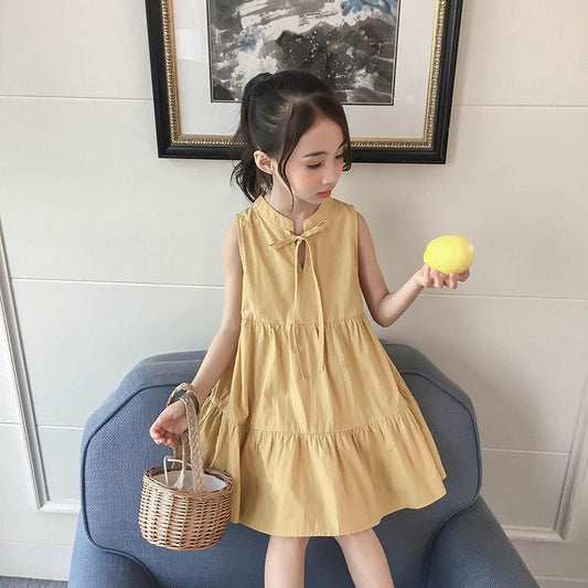 Girls Dress Summer Toddler Dress Sleeveless Dress Loose Solid Princess Dress Girls Baby Kids Clothing