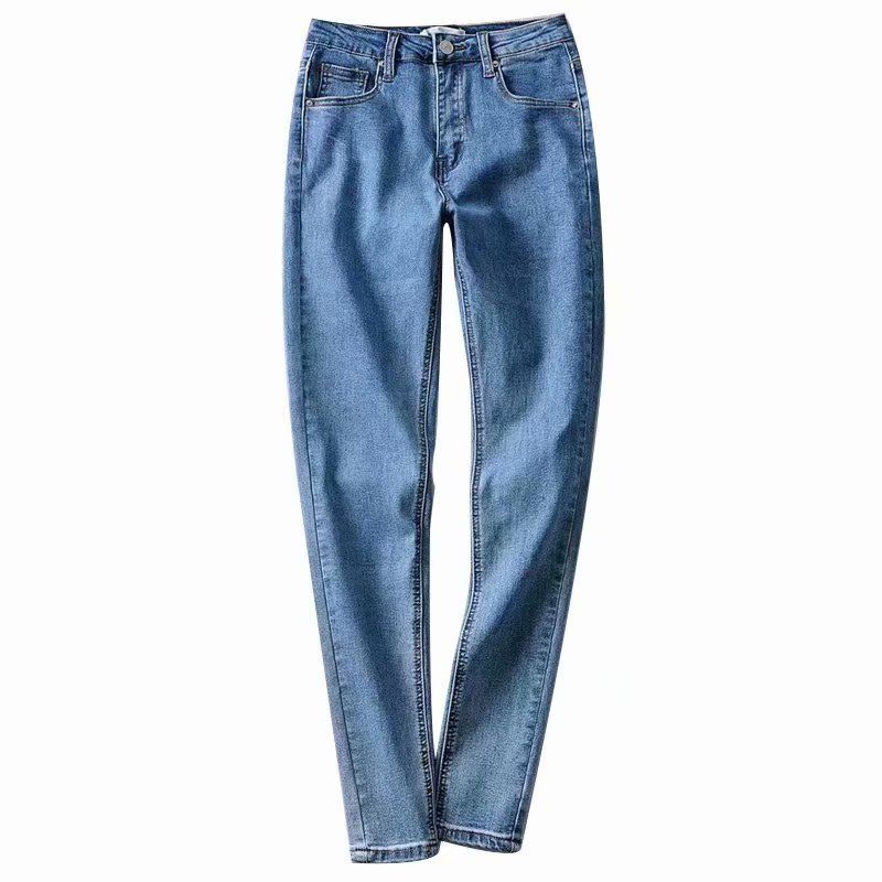 Women's Jeans High Waist Stretch Skinny Denim Trousers Streetwear Blue Vintage Washed Elastic Slim Pencil Pants Oversize