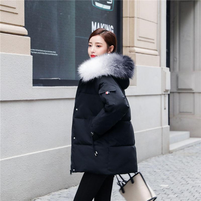 Cotton-padded Jacket Women's Mid-length Student Korean Winter Clothes Thick Padded Jacket Large Fur Collar Loose Padded Jacket Bread Clothes