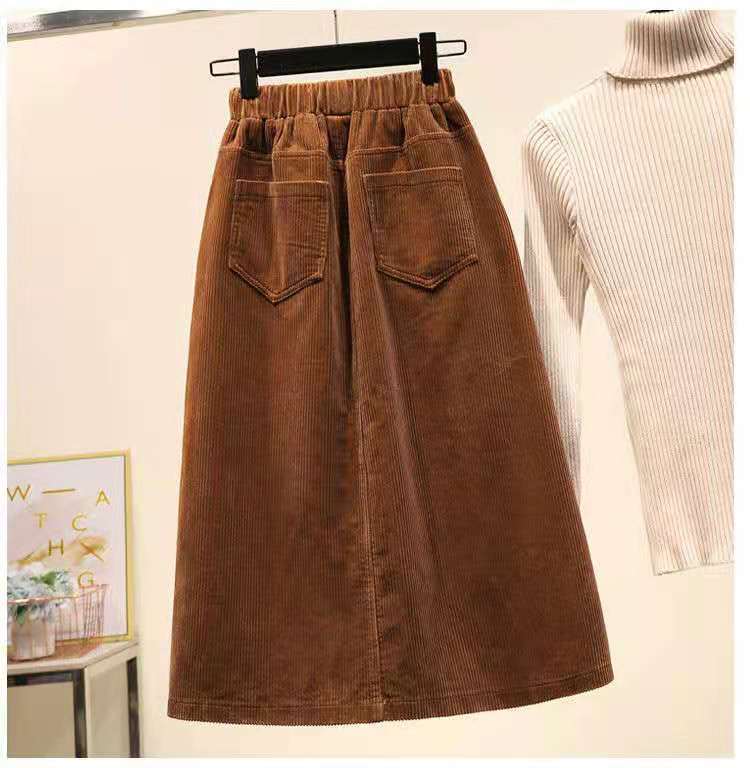 Fall/winter Corduroy Skirt Women Long Loose High Waist A-line Skirt Plus Size Corduroy Skirt