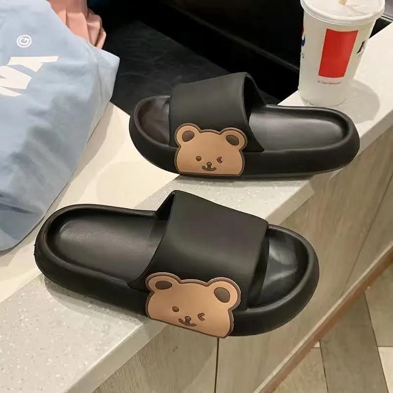 Men's and Women's Summer Slippers Couple's Home Non-slip Cute Thick-bottomed Shit-feeling Bathroom Flip-flops Female Sandals