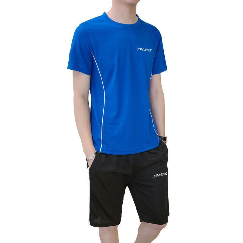 Summer Sports Suit Men's Fitness Two-piece New Short-sleeved Shorts T Casual Running Wear Thin Section