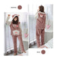 Coral Velvet Pajamas Women's Long-sleeved Thickened Plus Velvet Home Clothes Can Go Out, Leisure Suits Are Soft and Do Not Shed Hair and Do Not Fade