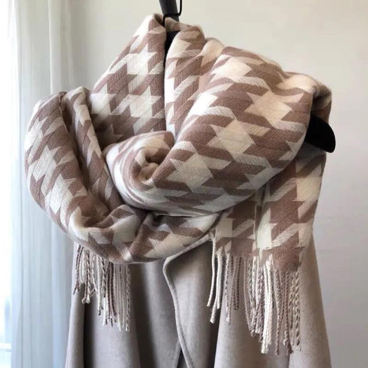 Autumn and Winter Imitation Cashmere Scarf Women's Thick Warm Scarf Houndstooth Temperament Versatile Scarf Shawl