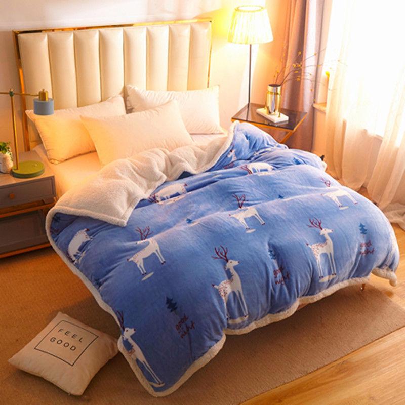 Winter Thick Double Layer Lamb Wool Multifunctional Blanket Duvet Cover Blanket Single Sheet Flannel Duvet Cover Warm Travel Blanket Zipper Bedspread