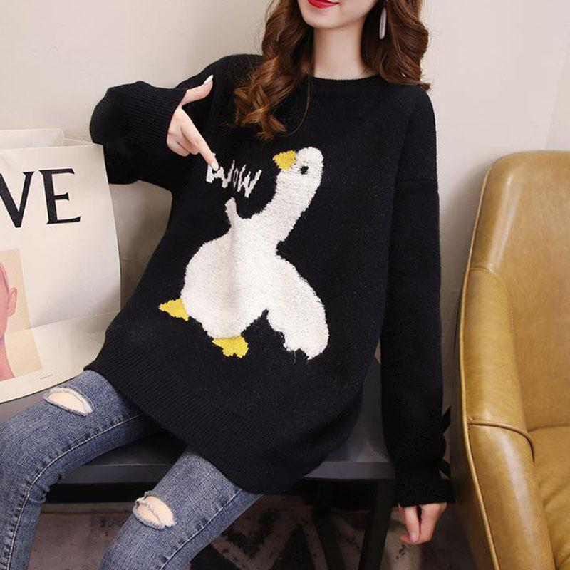 Autumn and Winter Loose Casual Sweater Cartoon Pattern Fashion Jacket Cute Style Female Student Top