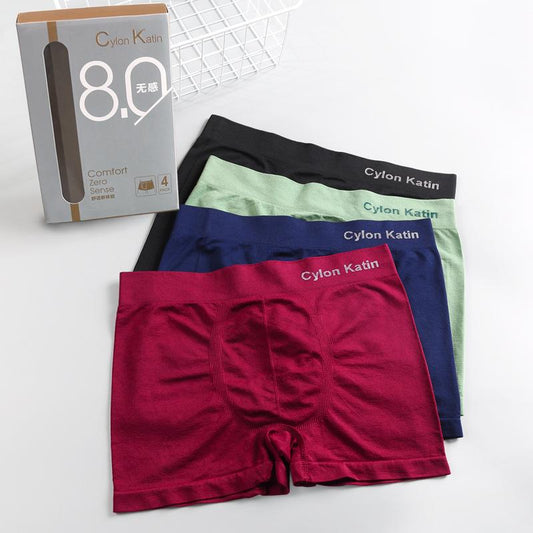 4Pcs/Set Men's Boxer Seamless Large Size Cotton Underpants Men's Widened Comfortable Boxer Pants