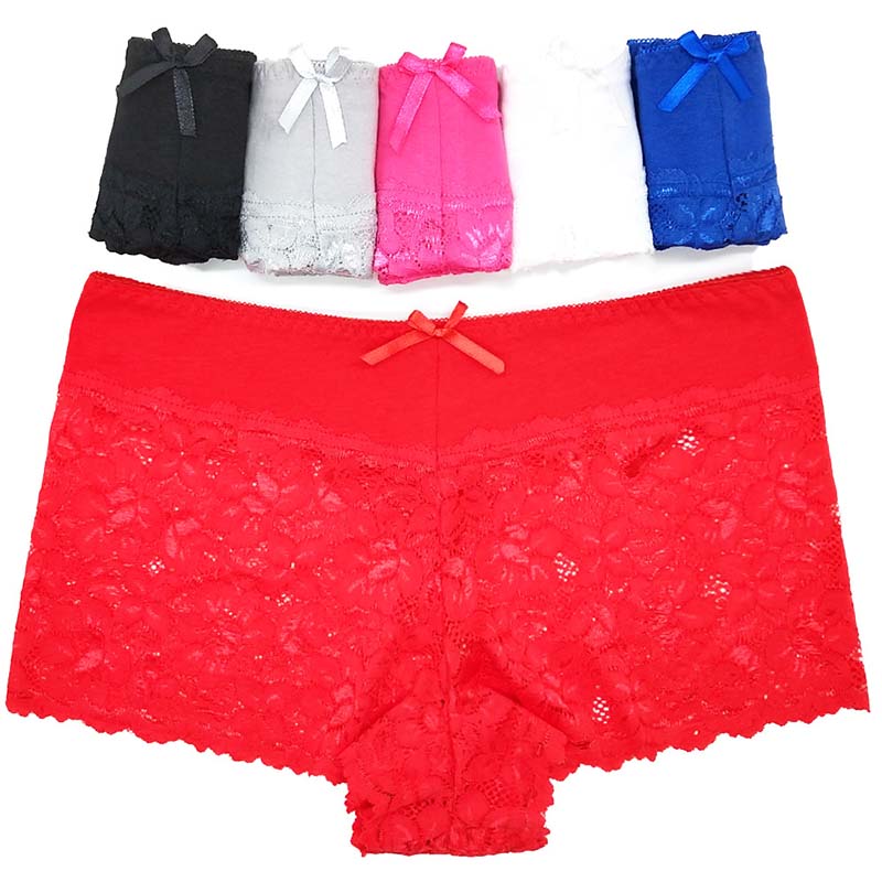 6 pcs Lace Sexy Floral Underwear Women Transparent Panties Low-rise Embroidery Briefs Boxer