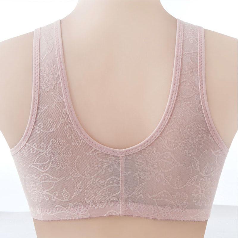 Large Size Thin No Steel Ring Front Buckle Bra Gathers Anti-sagging Simple and Natural Women's Breathable and Comfortable Underwear