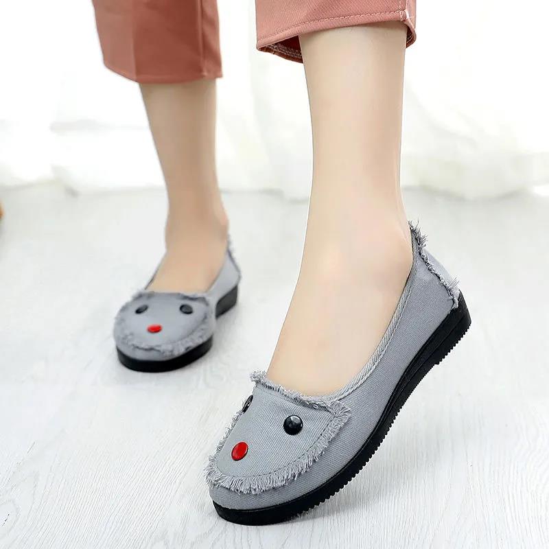 Old Beijing Cloth Shoes Women's Pedal Casual Flat Soft Sole Shoes Breathable Canvas Shoes Mother Shoes