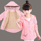 Outerwear Autumn Winter Fashion Baby Girls Cartoon Flower Embroidery Hooded Kid's Coat Jacket