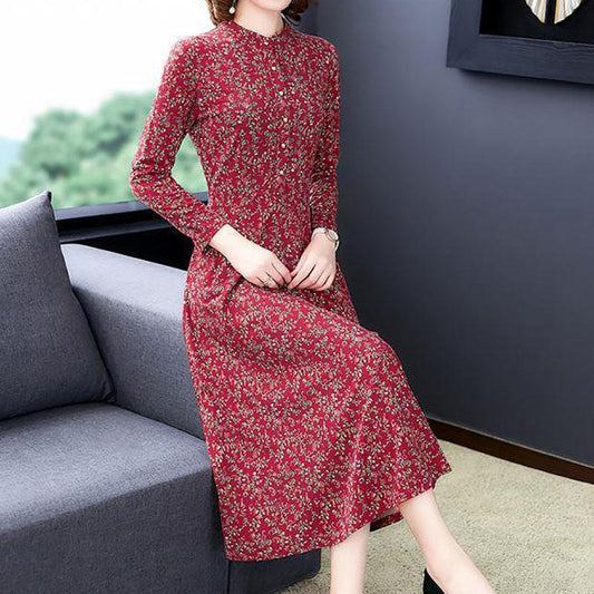 High-end Western Style Long-sleeved Dress Spring Autumn and Winter Middle-aged Women's Temperament Long Skirt