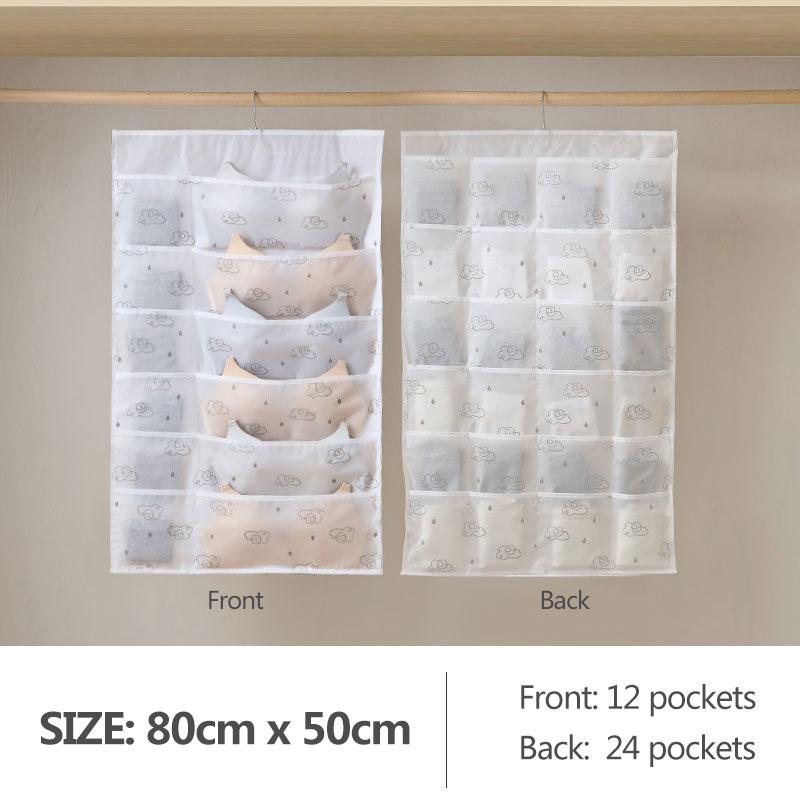 36 Pockets Underwear Storage Hanging Bag Panties Bra Socks Dust Bag Double-sided Fabric Hanging Wardrobe Artifact Wall Hanging Dormitory Storage Bag