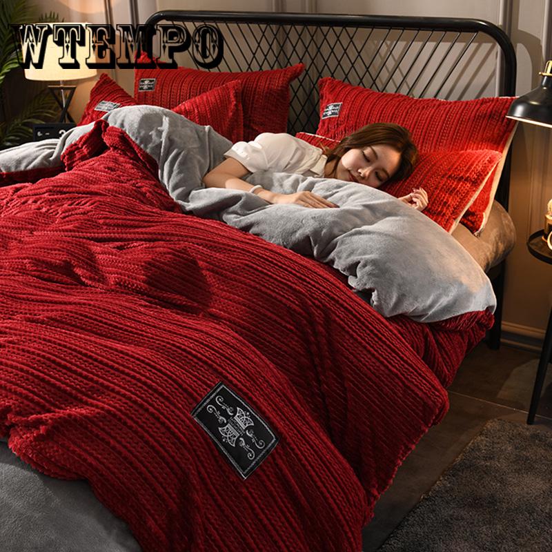 4pcs Bedding Sets Winter Plush Home Textile King Queen Size Bed Set Bedclothes Comforter Set