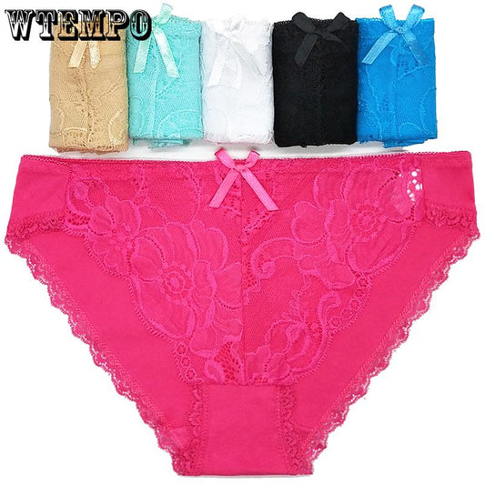 6 Pcs/Lot Lace Women's Underwear Antibacterial Sexy Girls Breathable Underwear Floral Lace