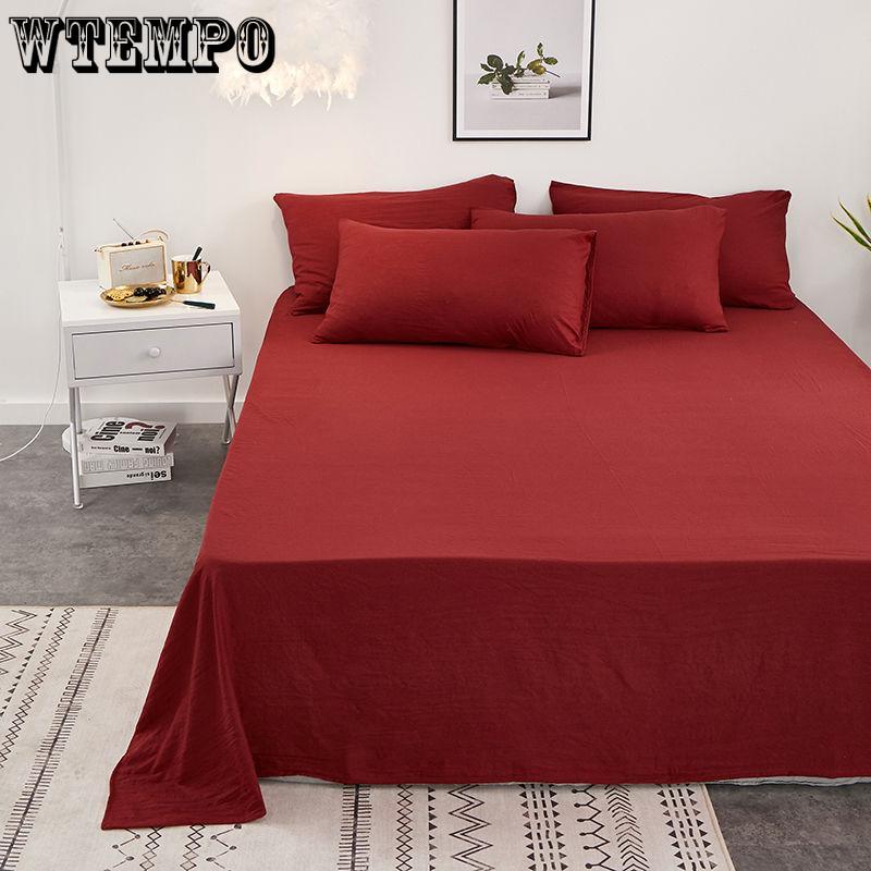 Spring Summer Solid Color Summer Thin Bed Linen Single-piece Washed Cotton Bed Linen Plus Bed Linen Extra Large Family