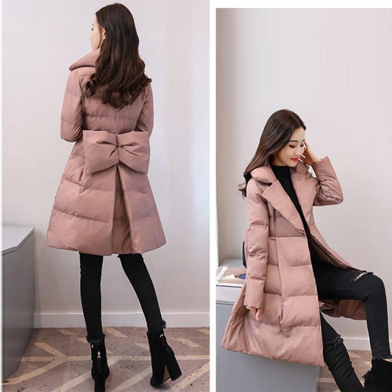 Women's Solid Color Down Jacket Mid-length Down Jacket Winter Korean Style Loose Coat Warm Stand-collar Down Jacket Quilted Jacket