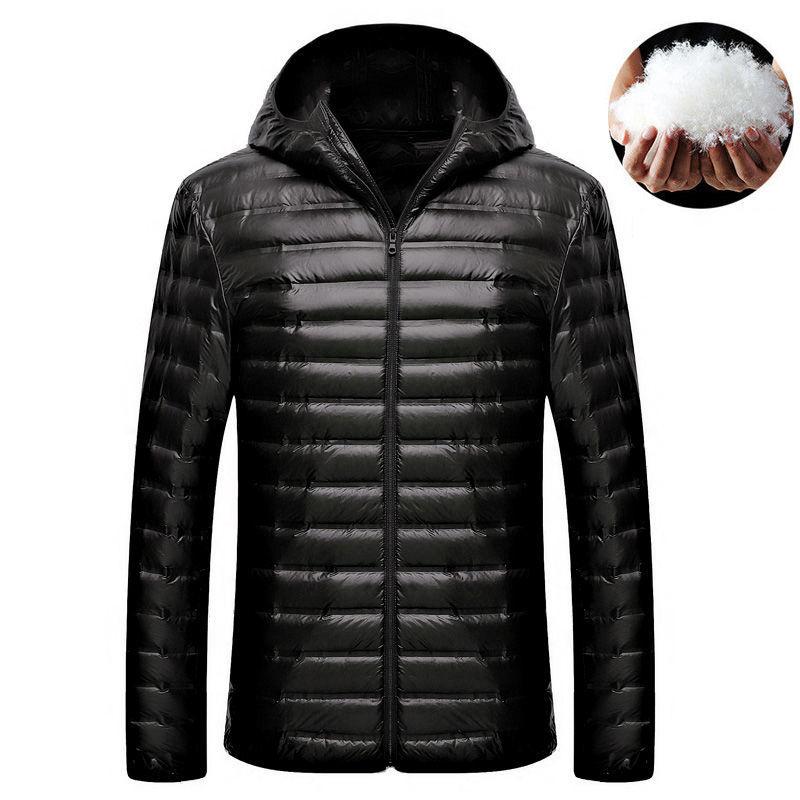 Lightweight Hooded Down Jacket Men's Autumn and Winter Men's 90% White Duck Down Short Casual Jacket