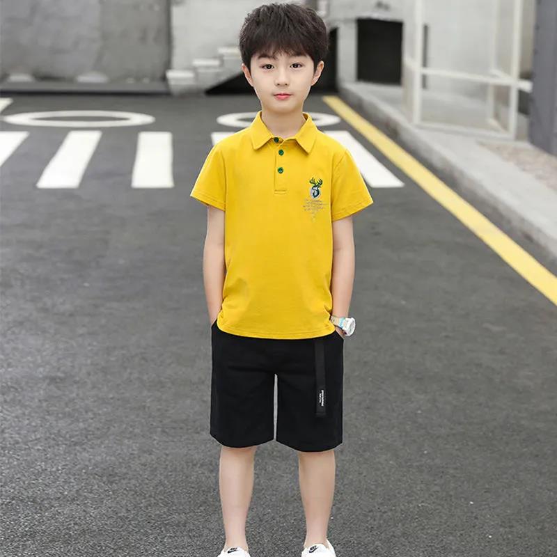 Children's Clothing Boys and Children's Summer Suits POLO Shirts New Handsome Big Boys Short-sleeved Two-piece Suit