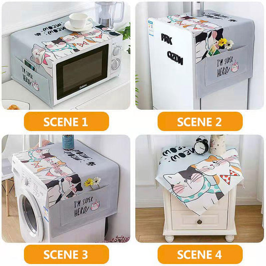 Microwave Hood Oven Dust Cover Oil and Water-proof Household Side Pockets Dust-proof Cloth Refrigerator Dust-proof and Dust-proof Cover Towel