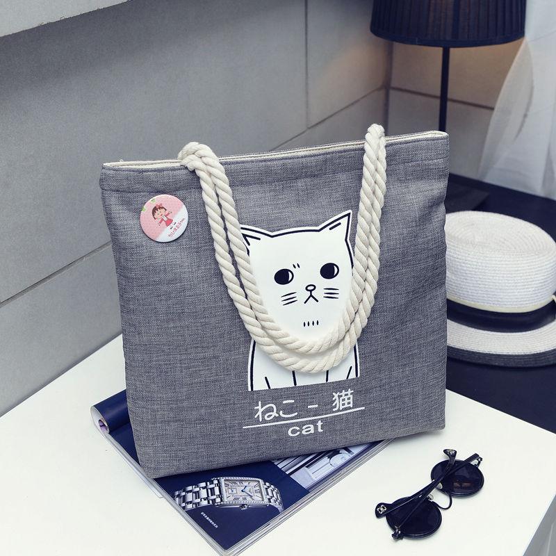 Canvas Bag Female Student Large Capacity Simplified Sen Department Korean Chic Linen Handbag