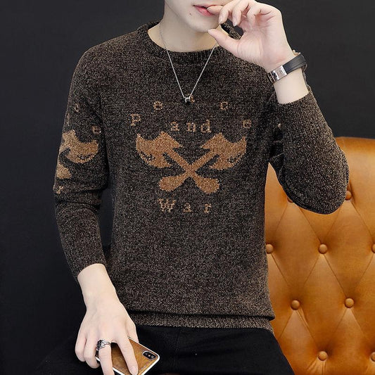 2019 Autumn Mens Sweater O-Neck Cool Axe Print Knitting Mens Sweaters and Pullovers Men Pullover Men