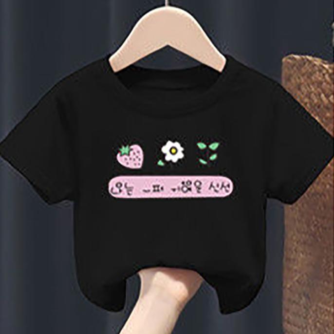 Summer Kids Cute Printing T Shirts Short Sleeve Tops Korean Style O-neck Loose T Shirts For Children Girls