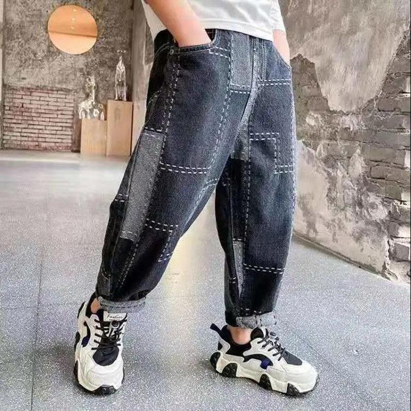 Children's Pants Boys and Girls' Jeans Autumn and Winter Loose-fitting Pants Korean Casual Pants Trousers