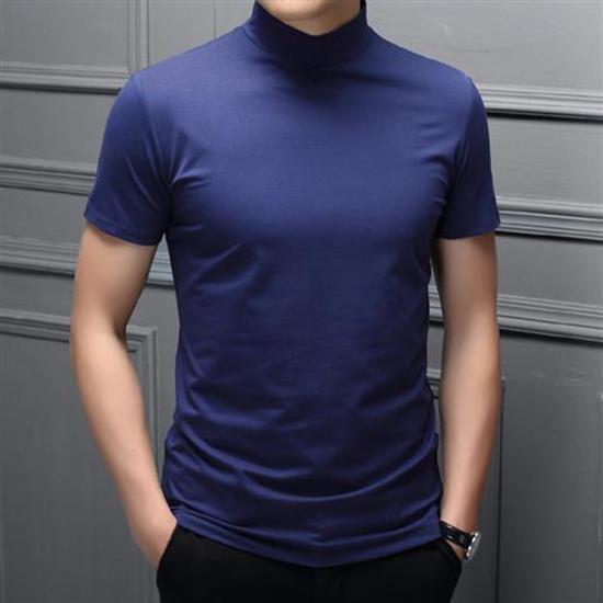 Mens Fashion T-Shirts Half Turtleneck Short Sleeve Slim Fit Basic Pullover Tees