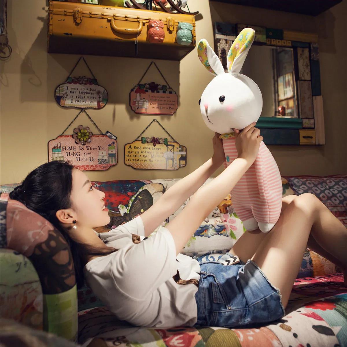 Lovely Rabbit Comforting Toy Sleeping Doll Pillow Soft Kids Plush Toy Cute Children's Birthday Gift