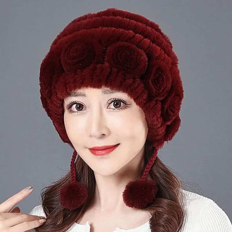 Women's Korean Style Imitation Rabbit Fur Hat Thickened Warm Color Plush Hat