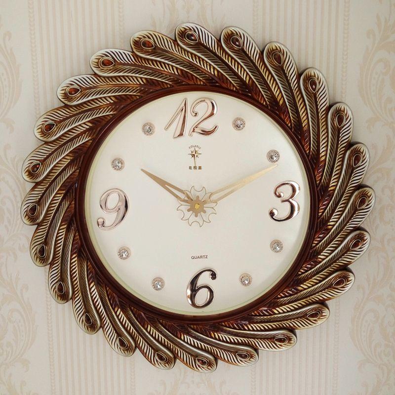 Living Room Mute Clock Wall Clock European Style Wall Watch Bedroom Clock Round Quartz Clock Home Wall Hanging