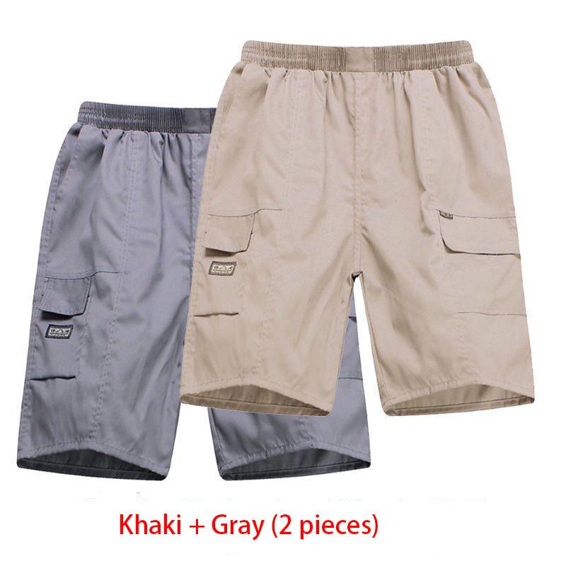 (2 Pieces) Summer Middle-aged Men's Loose Shorts Dad Wear Middle-aged Five-point Pants Elderly Casual Pants Beach Pants