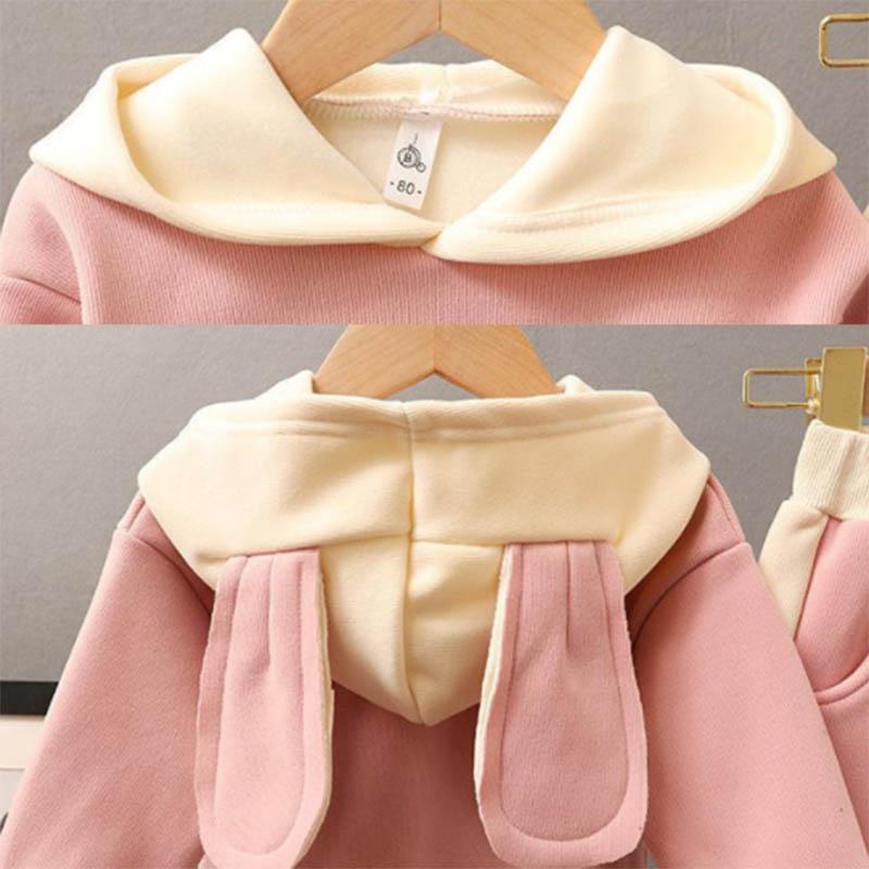 Spring and Autumn Suit Children's Clothing Girls Pullover Hooded Sweater Children's Baby Fashion Print Stitching Little Girl Clothes Two-piece Set