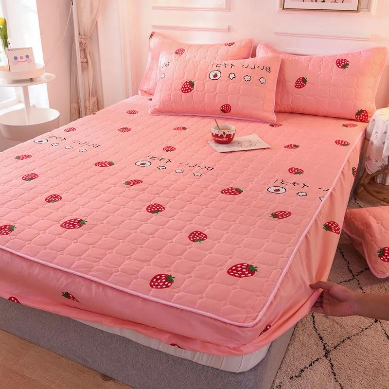 Breathable Bed Sheet Bedspread One-piece Non-slip Fixed Mattress Cover Thick Quilted Dust-proof Bedspread Cover Protective Cover