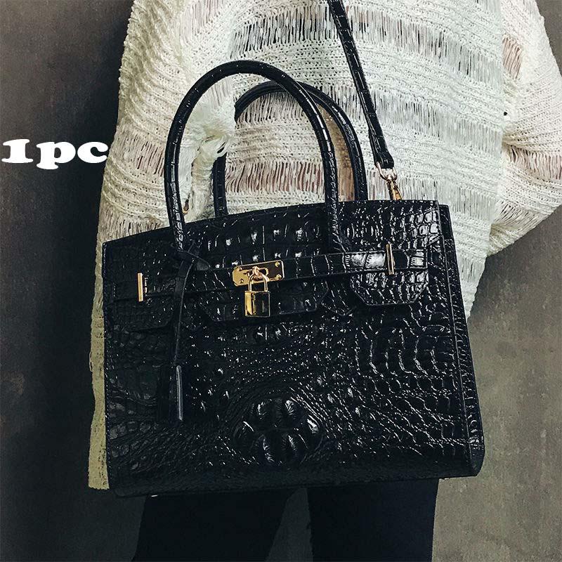 Crocodile Leather Handbag Women Fashion Large Capacity Shoulder Bag Platinum Bag