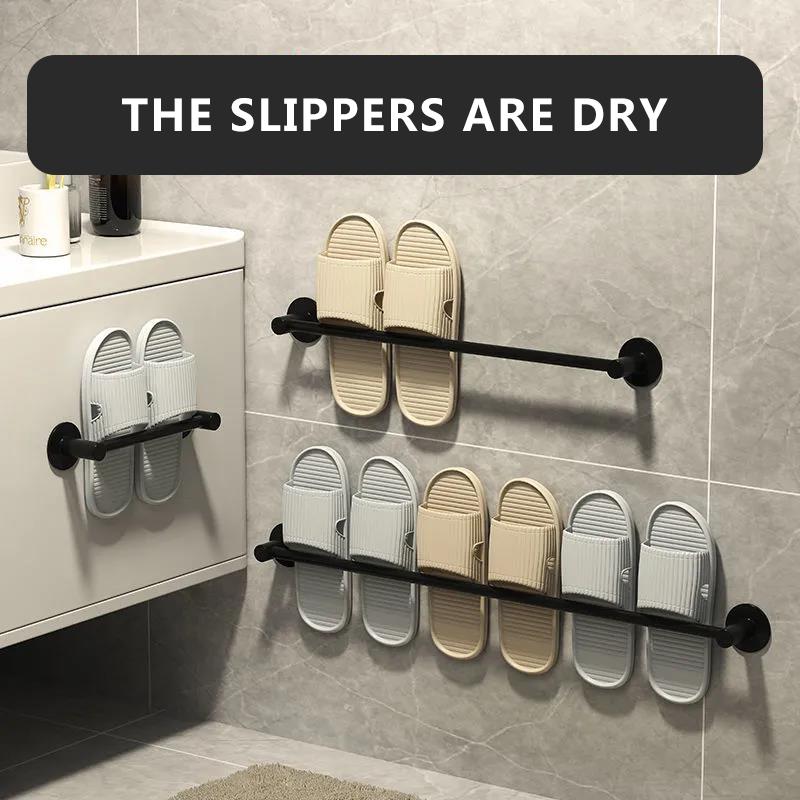 Bathroom Slippers Rack Towel Rack Wall-mounted Indoor Household Shoe Storage Rack Wall Door Rear Rack Shelf Kitchen Organizer