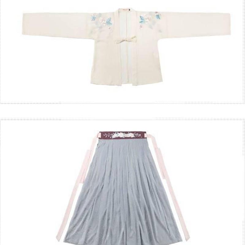 Traditional Improved Hanfu Female Costume Jade Rabbit Embroidery High-waisted Bust Skirt Retro Daily Chinese Clothing Campus Chinese Style