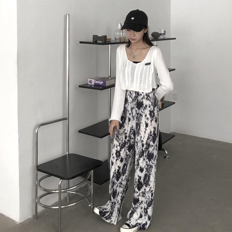 Wide Leg Pants Summer Thin Section Female Students Korean Graffiti Summer Casual Pants Women Loose Wild