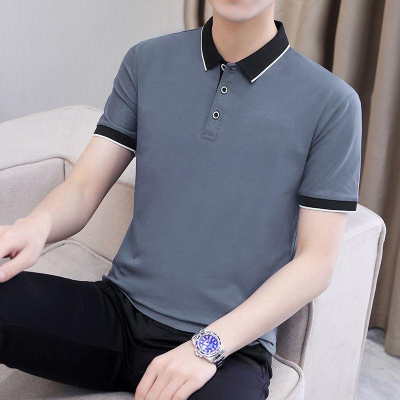 Men's Short-sleeved T-shirt Summer New Style    Shirt Half-sleeved Shirt Lapels with Collared Clothes