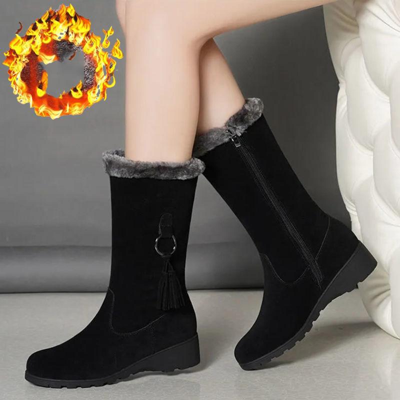 Snow Boots Women Plus Velvet Warm Cotton-padded Shoes Women's Winter Thick Anti-skid Mid-tube Boots Warm Shoes Women's Winter Thick Velvet Warm