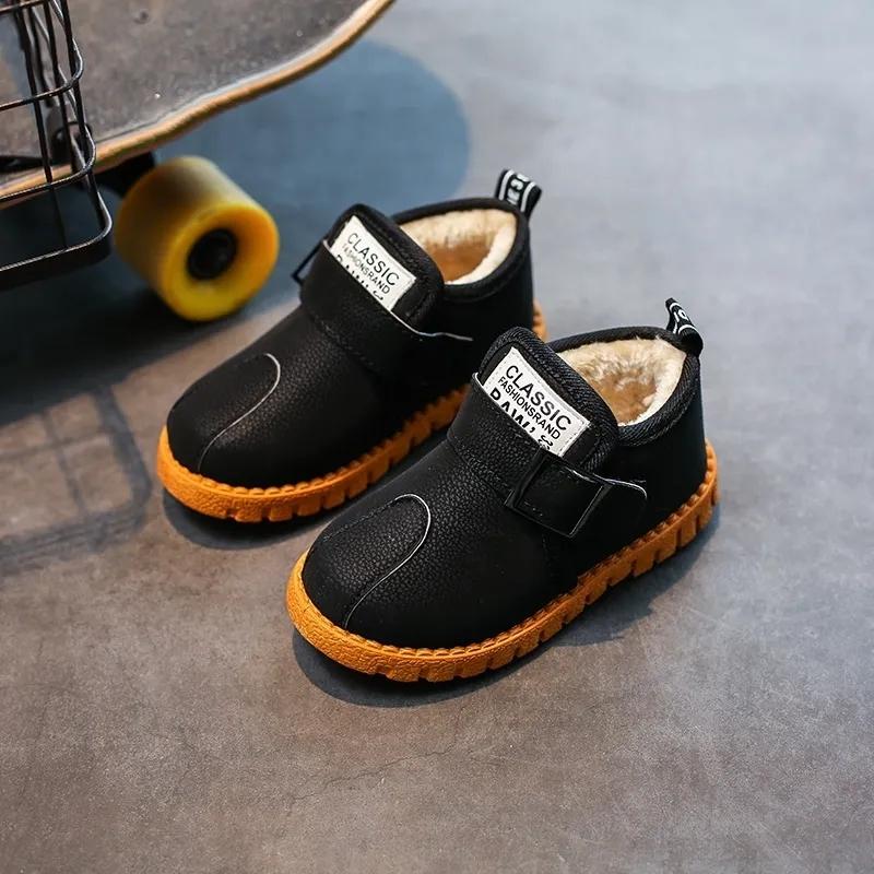 Winter Children's Snow Boots Girls Plus Velvet Thick Cotton Shoes Boys Warm Martin Boots Baby Flat Non-slip Short Boots