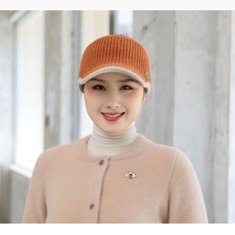 Women's Knitted Top Hat Autumn Winter Warm Peaked Cap Winter Cold Ponytail Topless Hat Empty Top Cap