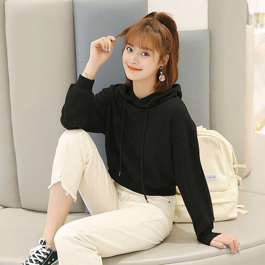 Hooded top spring and autumn sweater cotton women's sweatshirt wild large size long sleeve warm