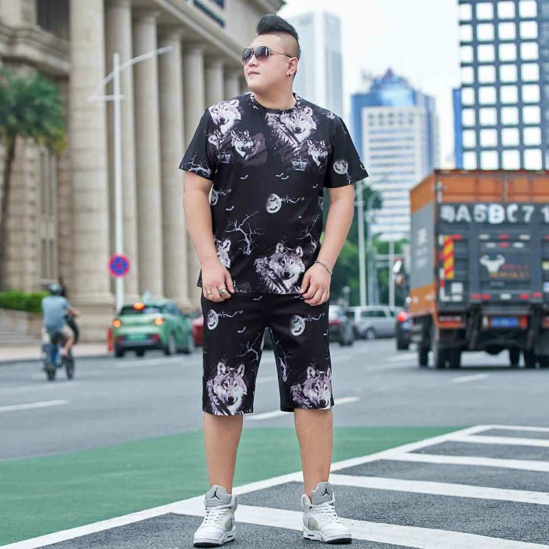 Fat Short-sleeved Short-sleeved Suit Male Fat Sports Suit Plus Size Men's Suit Plus Fat Casual Suit Plus Size