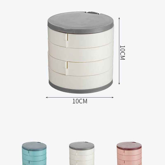 Large Capacity Jewelry Storage Box,4-Layer Rotatable Jewelry Accessory Storage Tray with Lid,Make Up Box