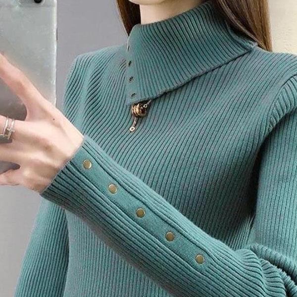 Autumn and Winter Knitted Long-sleeved Sweater Women's High-necked Wild Thickening Bottoming Shirt Pure Color Simple Female Top